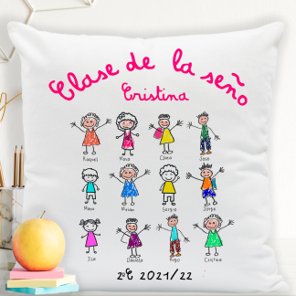 Cojín personalizado para profes "Dibujo de los niños"