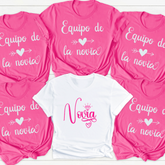 Pack camisetas despedida de soltera "Novia, Equipo de la novia"