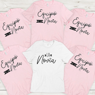 Pack camisetas blanco y rosa “Novia y equipo de la novia”