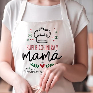 Delantal "Súper cocinera y mamá"
